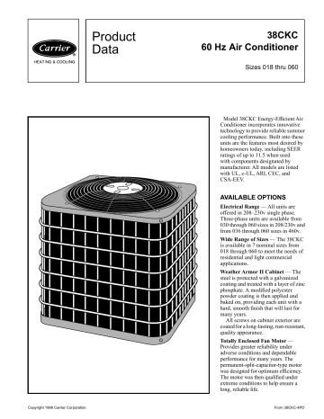 Carrier 38CKC Product Data | Air Conditioner Manual | Manualzz