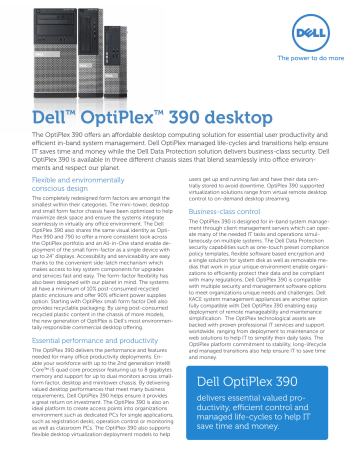 Dell OptiPlex 390 SFF Specifications | Manualzz