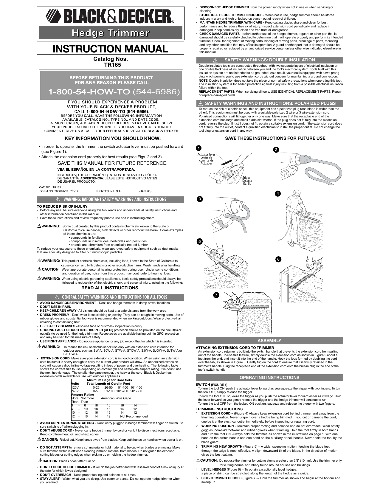 Black Decker TR165 Instruction Manual Manualzz