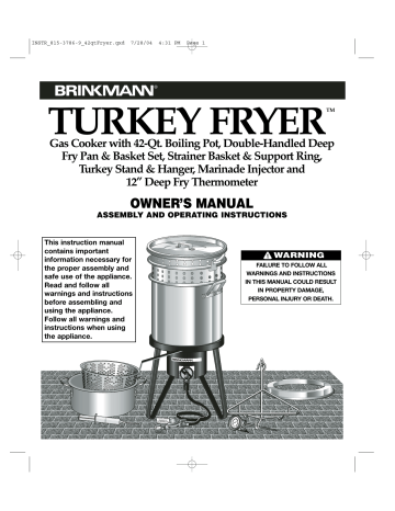 Brinkmann Turkey Fryer Owner's Manual | Manualzz