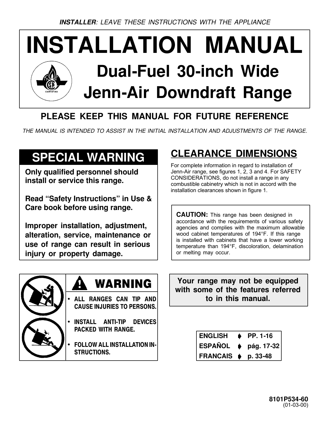 JennAir JDS9860AAP Installation guide Manualzz