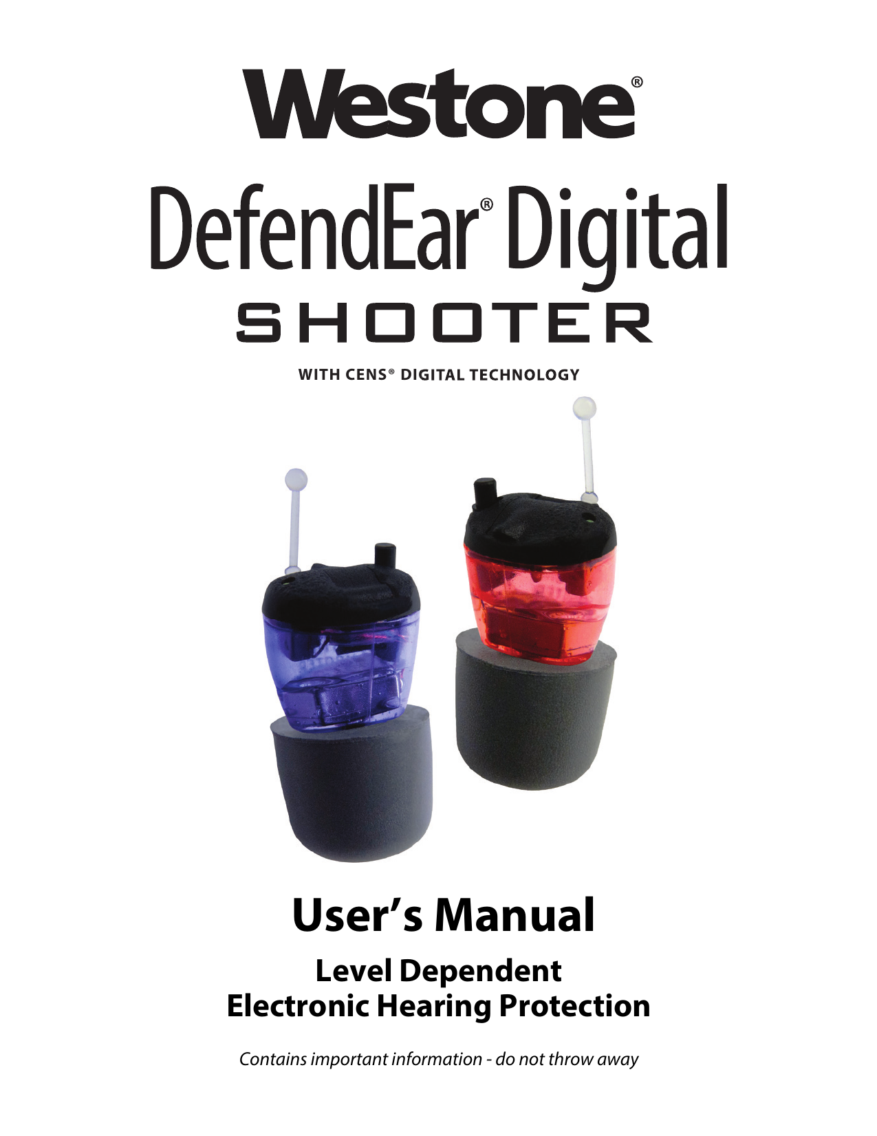 Westone Defendear Digital Shooter User Manual