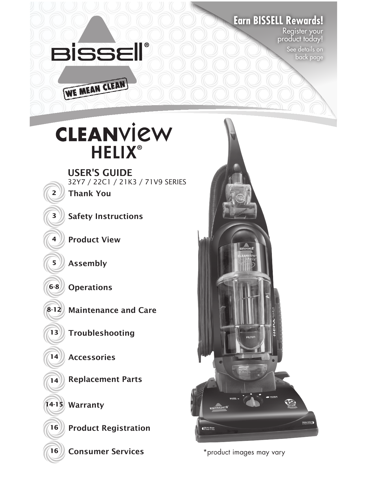 Bissell Cleanview Helix 21k3 Series, Cleanview Helix 22c1 Series 