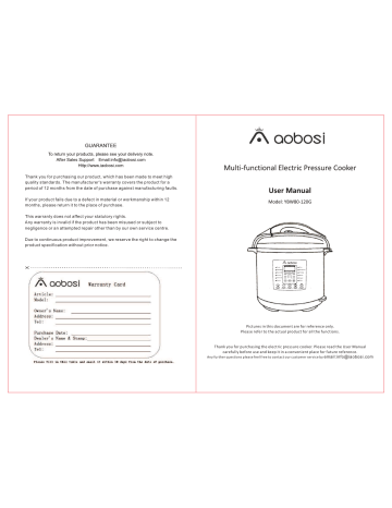 Aobosi YBW80-120G User manual | Manualzz