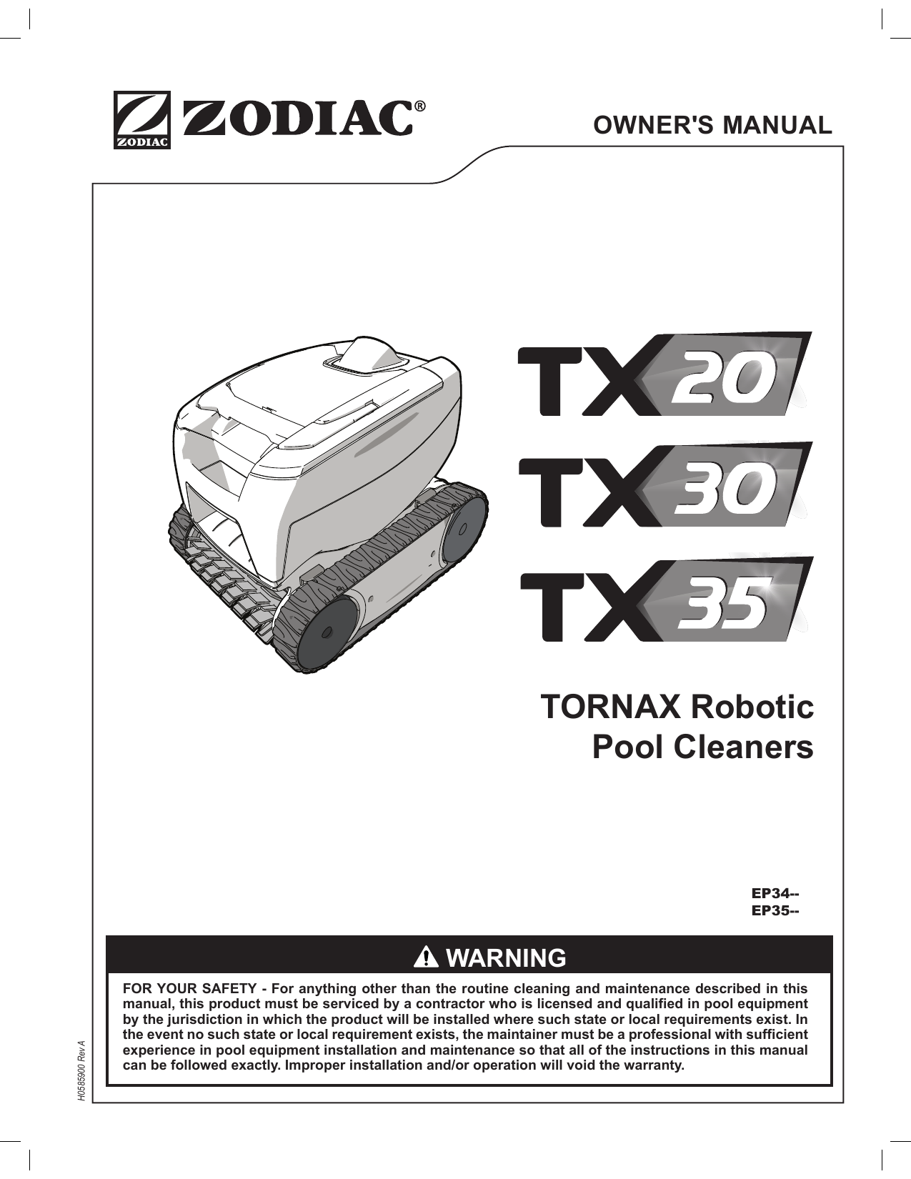Zodiac TX20, TX30, TX35 Owner's Manual 