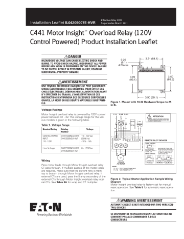 Eaton Motor Insight C441 Product Installation Leaflet | Manualzz