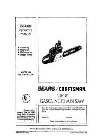Craftsman 358.356070 Operator's Manual | Manualzz