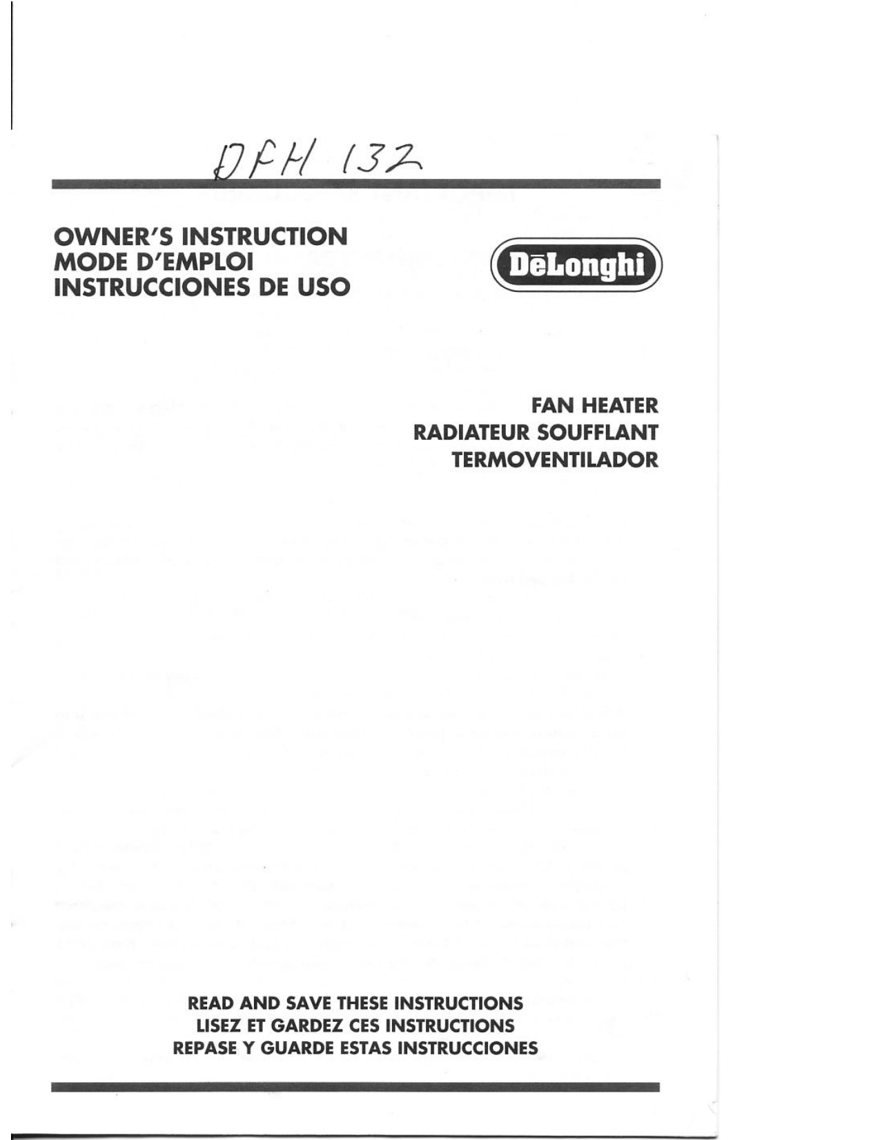 DeLonghi DFH132 Owner s Instruction Manualzz