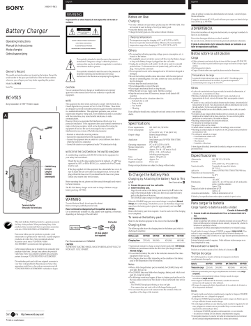 Sony BC-V615 Owner's Manual | Manualzz