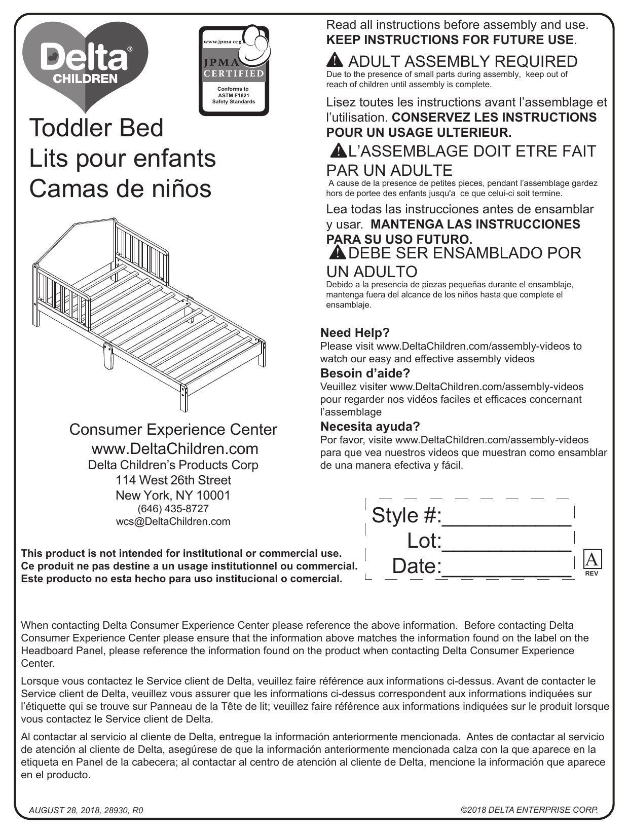 Delta Children Homestead Toddler Bed User manual Manualzz