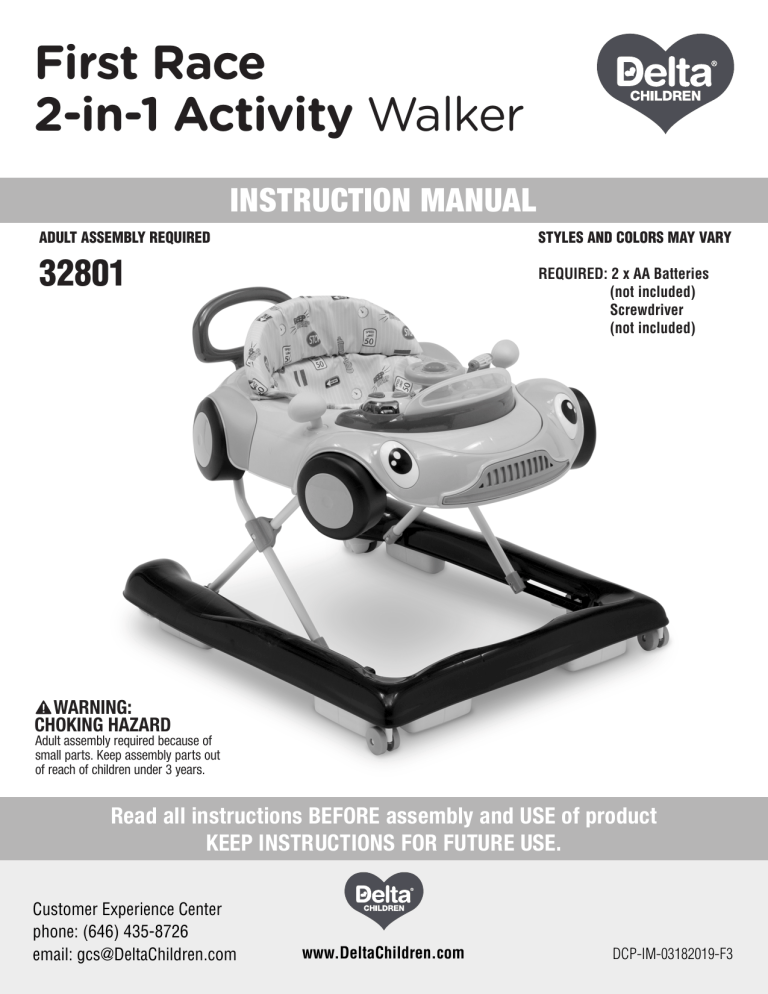 Delta First Race 2in1 Baby Walker User manual Manualzz