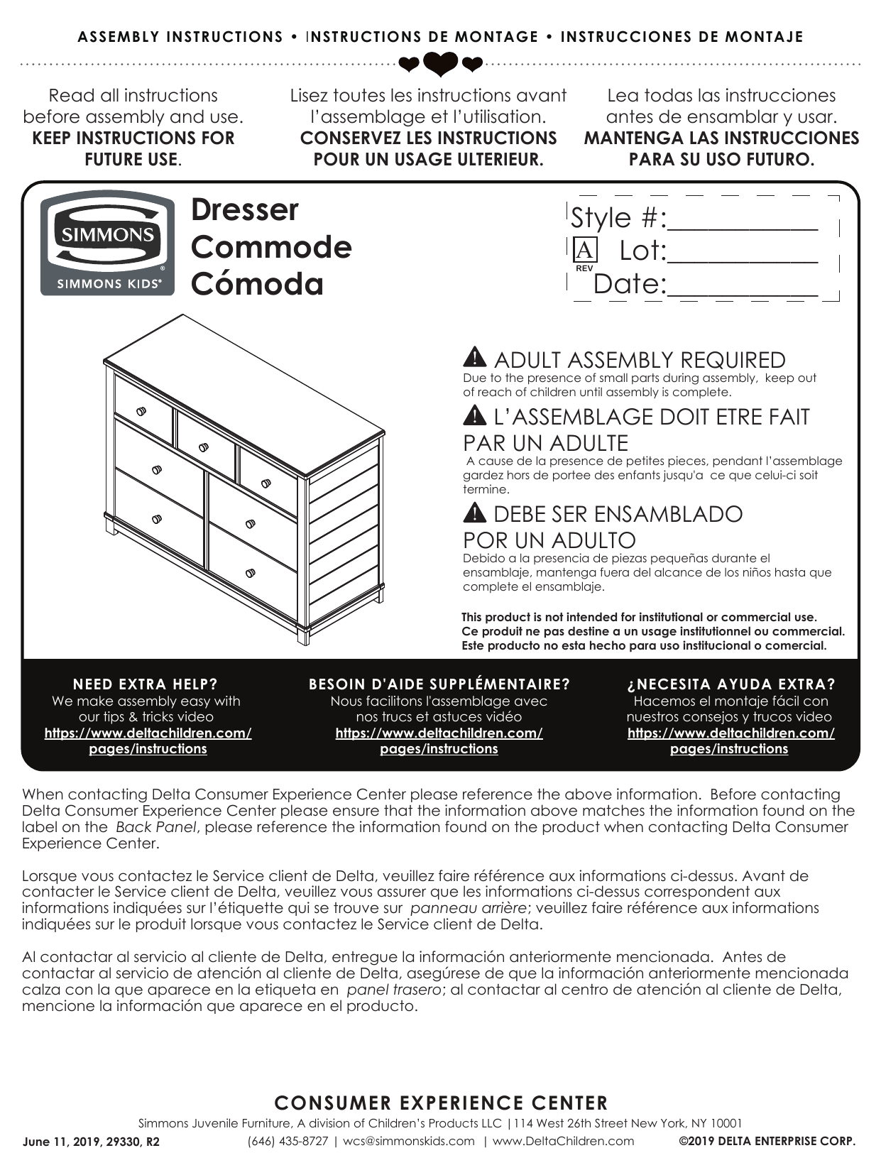 Delta Children Monterey 7 Drawer Dresser Assembly Instructions Manualzz