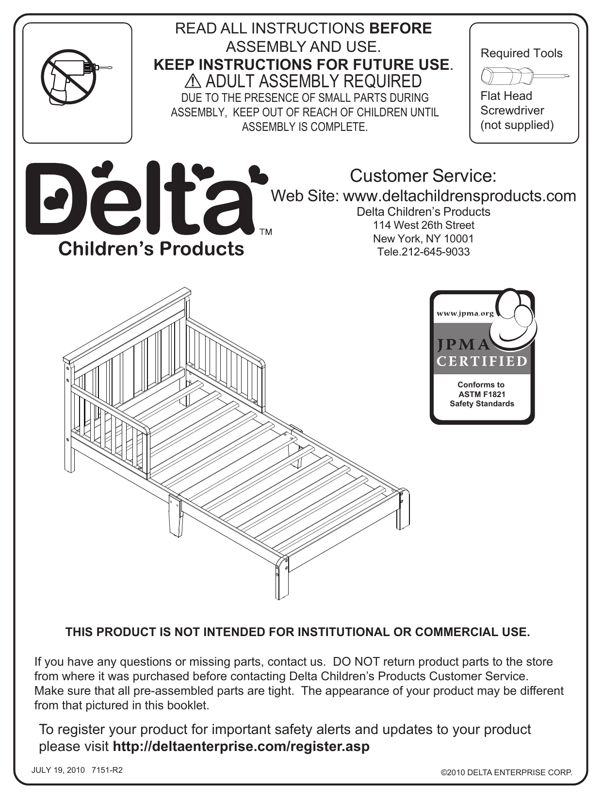 Delta Children Scottsdale Toddler Bed Assembly Instructions Manualzz