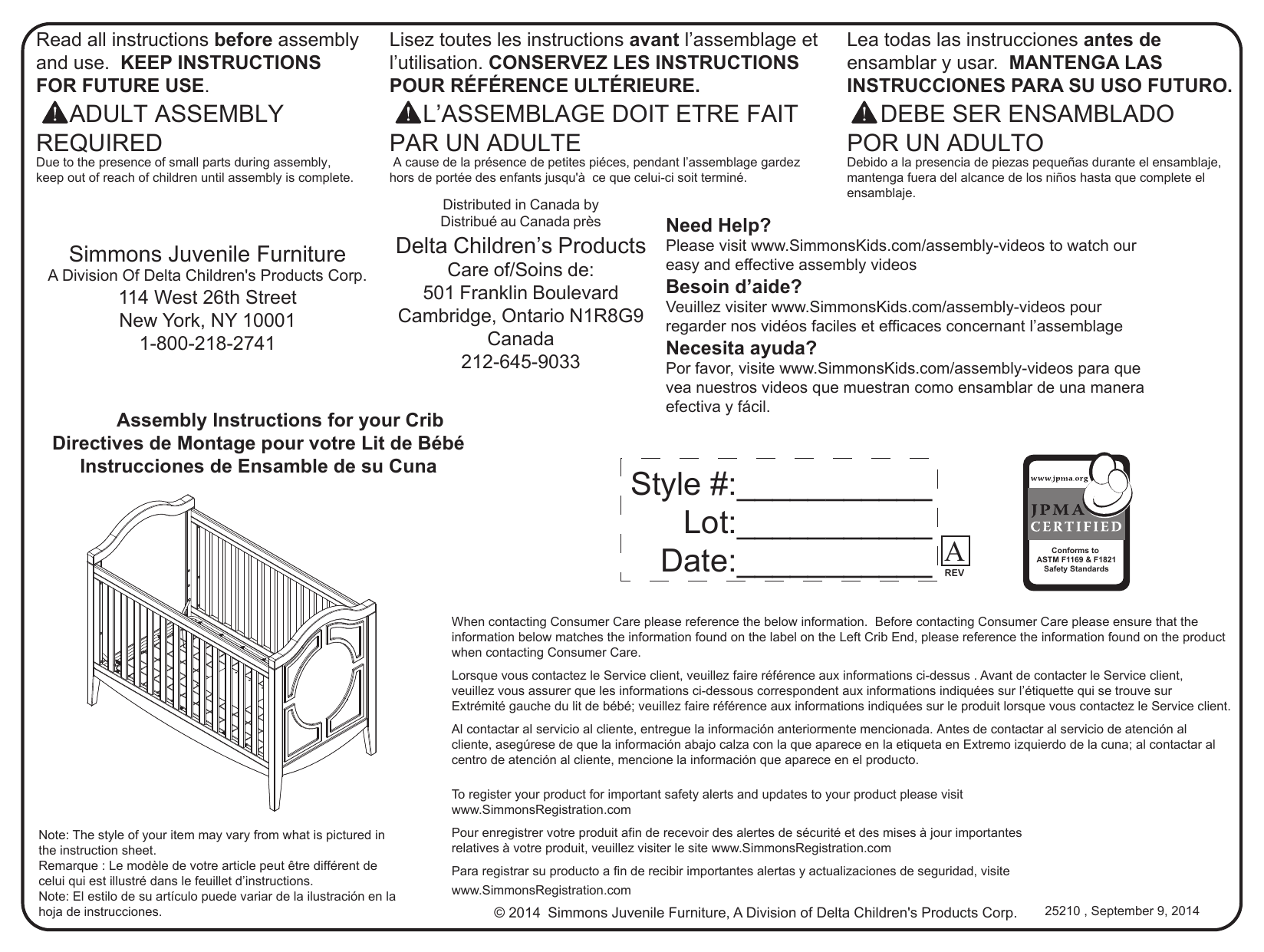 Delta Children Hollywood 3in1 Crib Assembly Instructions Manualzz