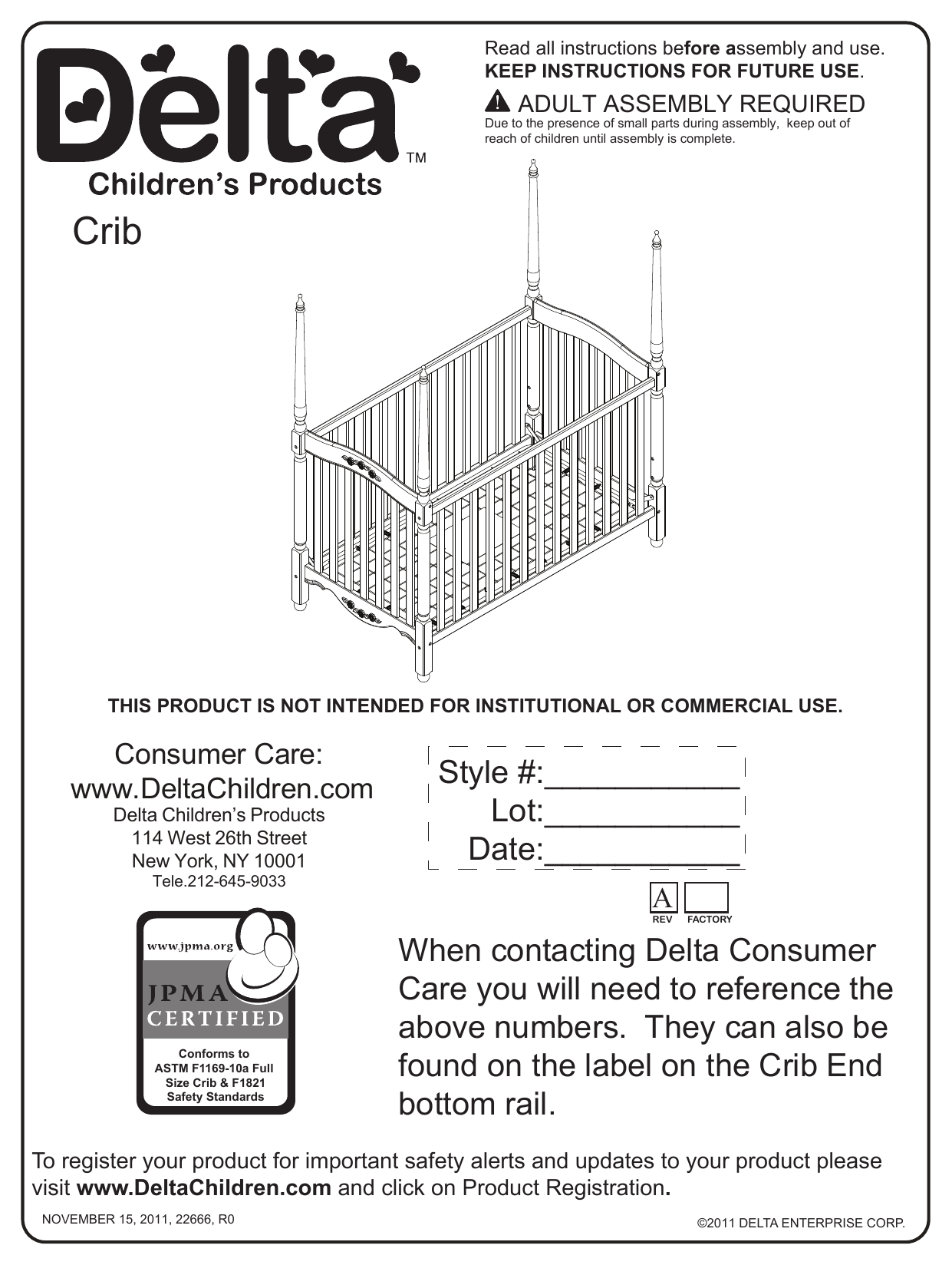 Delta sutton crib outlet manual