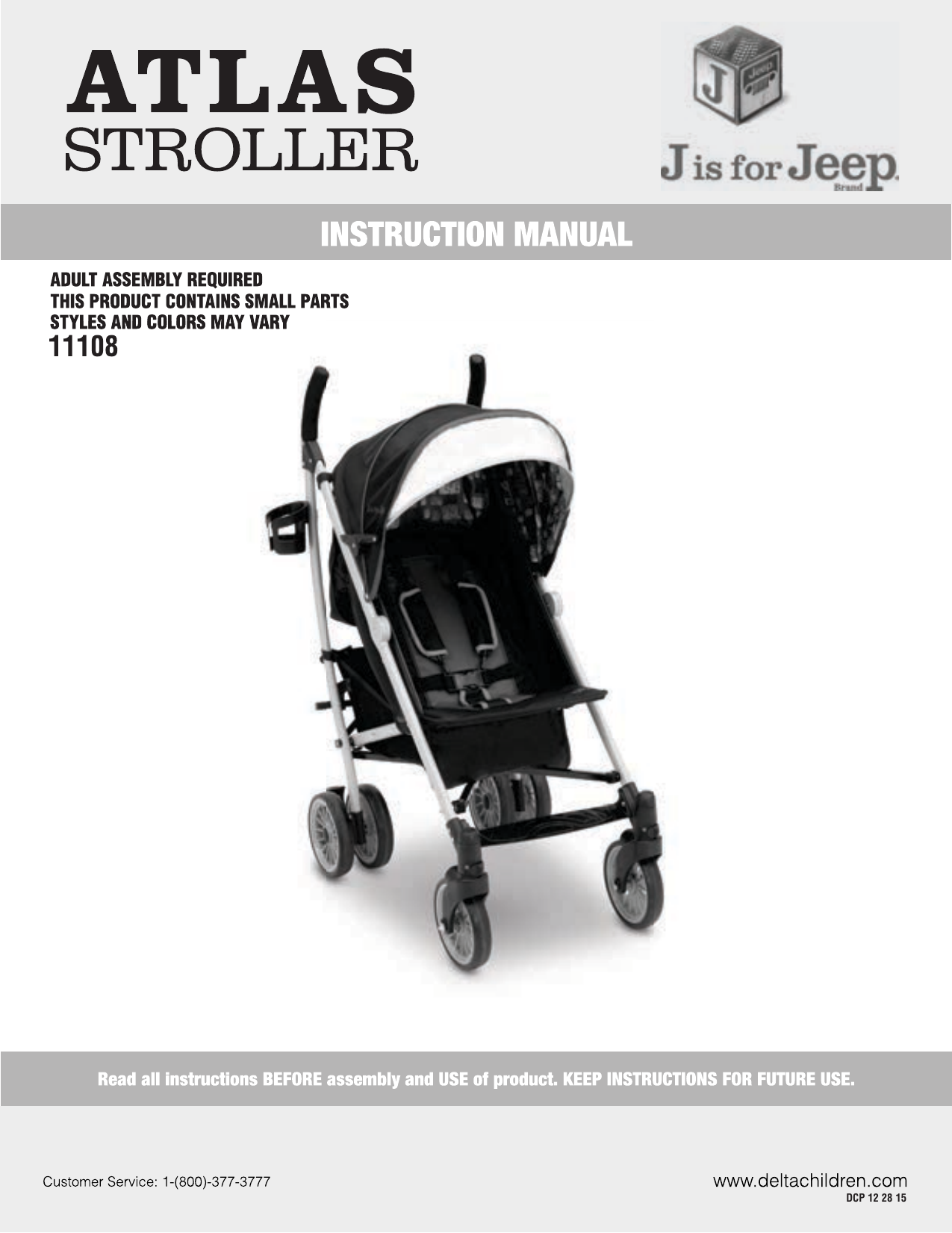 Delta Children J is for Jeep Brand Atlas Stroller Assembly