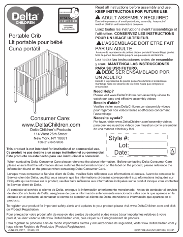 Delta Children Portable Folding Crib Assembly Instructions | Manualzz