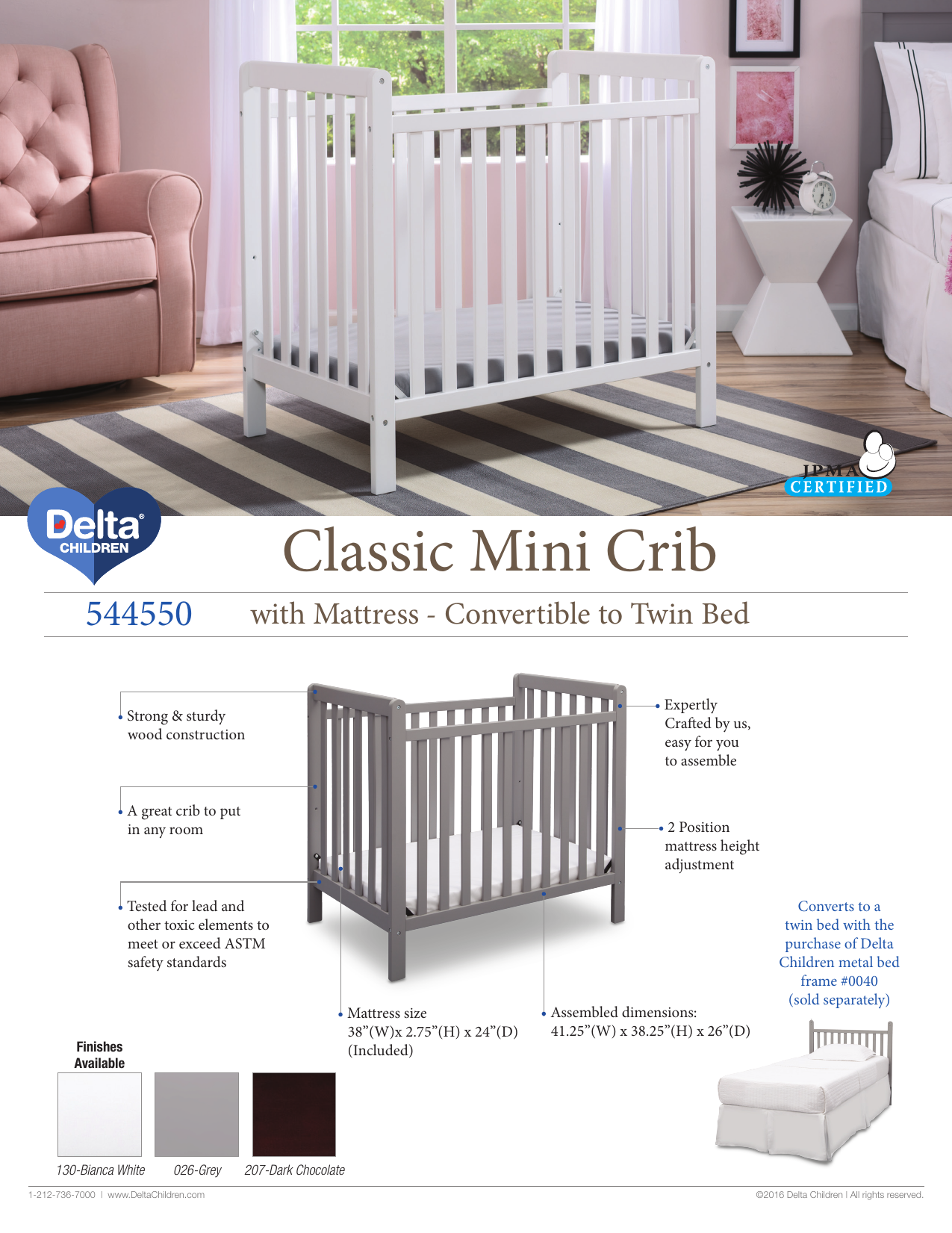 Delta Children Classic Mini Crib, How To Convert Delta Crib Twin Bed