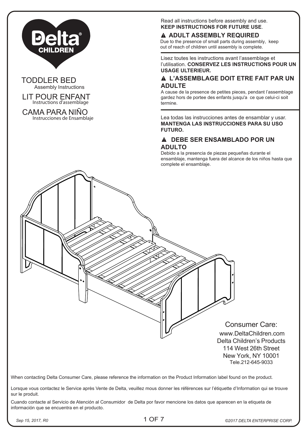 Delta Children MySize Toddler Bed Assembly Instructions Manualzz
