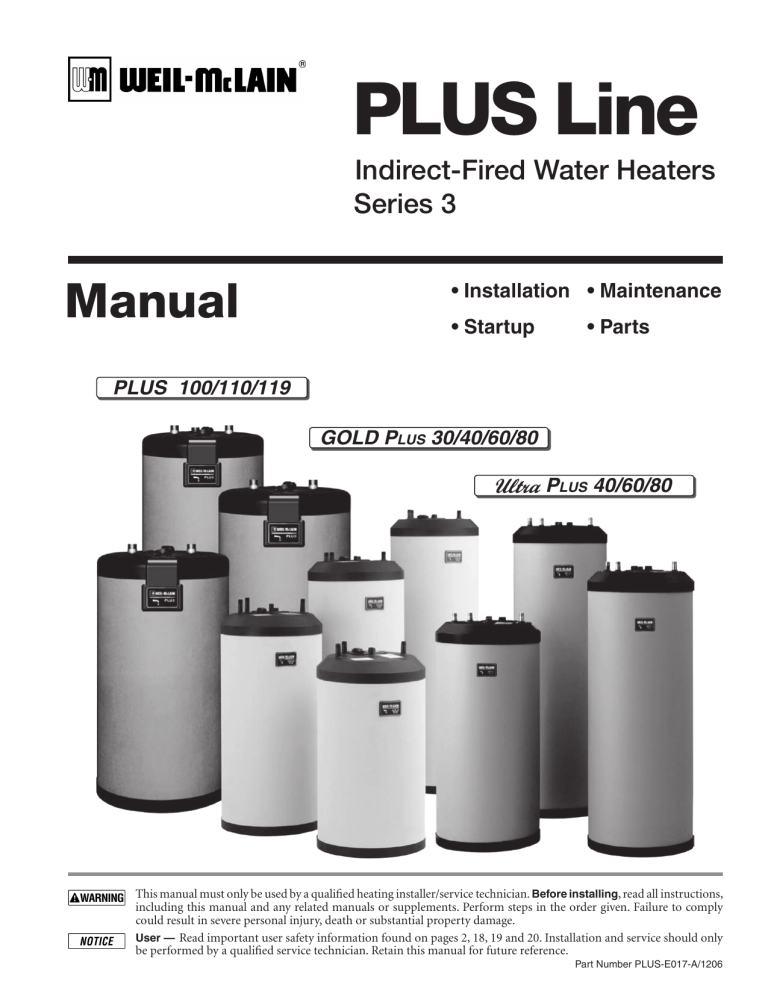 TRIANGLE TUBE Weil McLain Plus Line Installation Guide | Manualzz