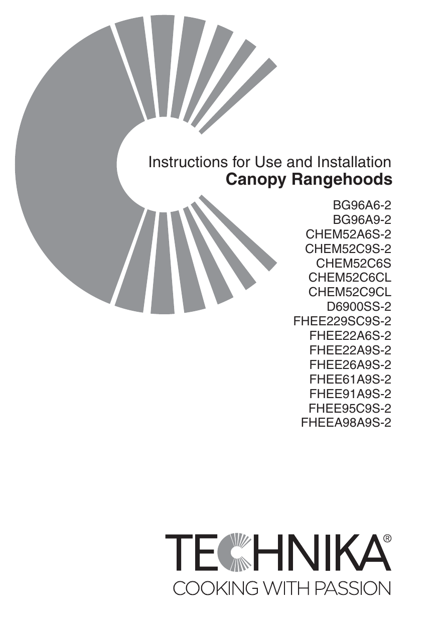 Technika CHEM52A6S2 Rangehood Instruction Manual Manualzz