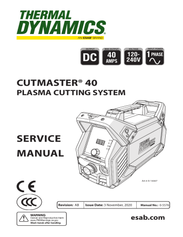 ESAB CUTMASTER 40 PLASMA CUTTING SYSTEM SERVICE MANUAL Service Manual ...