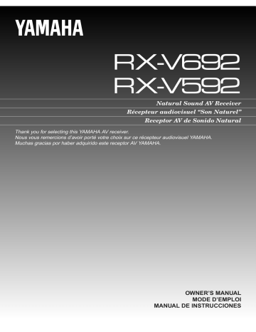 Supplied Accessories. Yamaha RX-V692, RX-V692 RX-V592, RX-V592 | Manualzz