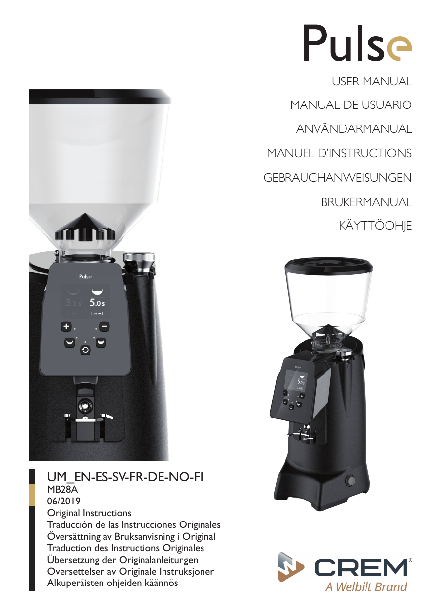 Crem Coffee Pulse Instrucciones de operación | Manualzz