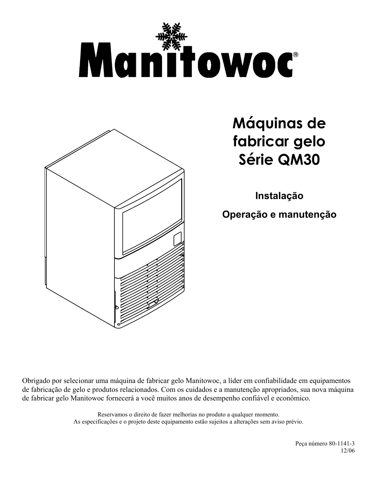 Manitowoc Ice QM30 Undercounter User manual Manualzz