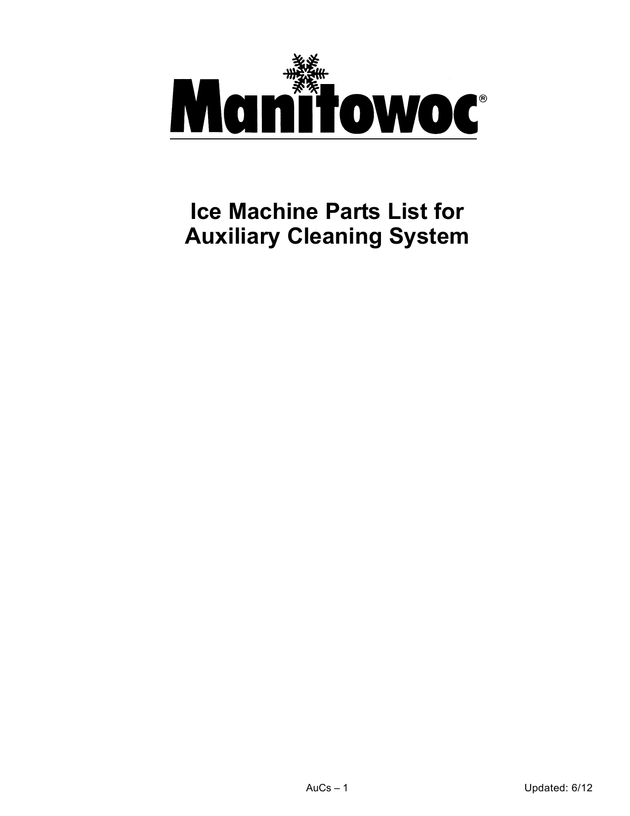 Manitowoc Ice AuCs Parts Catalog List Manualzz