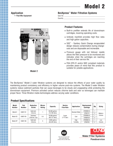 Multiplex Cuno Model 2 BevXpress Water Filtration Systems Specification ...