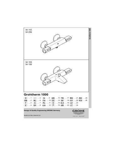 Algebra voorraad Ten einde raad Grohe Grohtherm 1000 34143 Manual | Manualzz