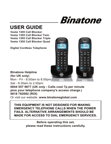 New Line cord for Binatone Vesta 1205 & Vesta 1305 phones with Answer Machine 
