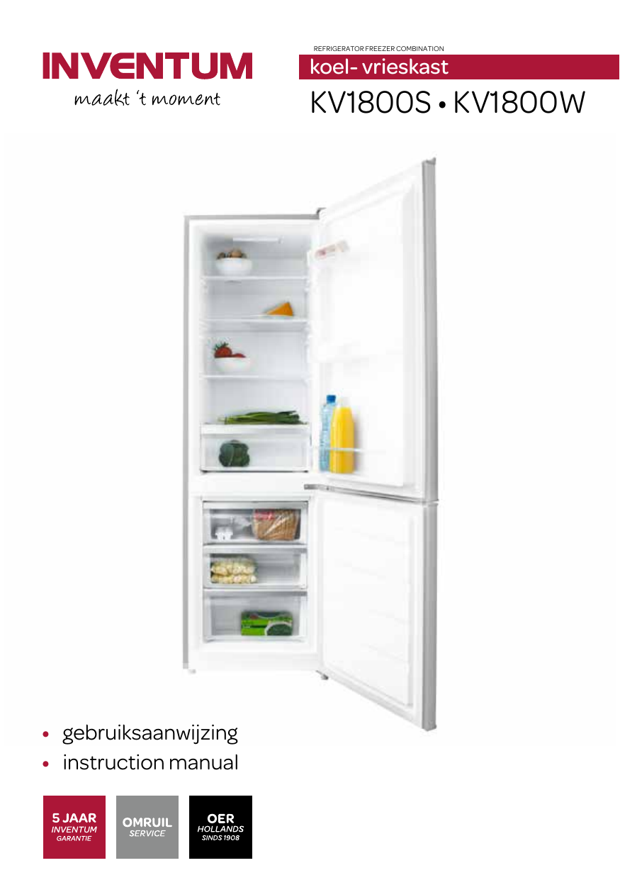 Inventum KV1800S Zilverkleurige Koel- Vriescombinatie Instruction
