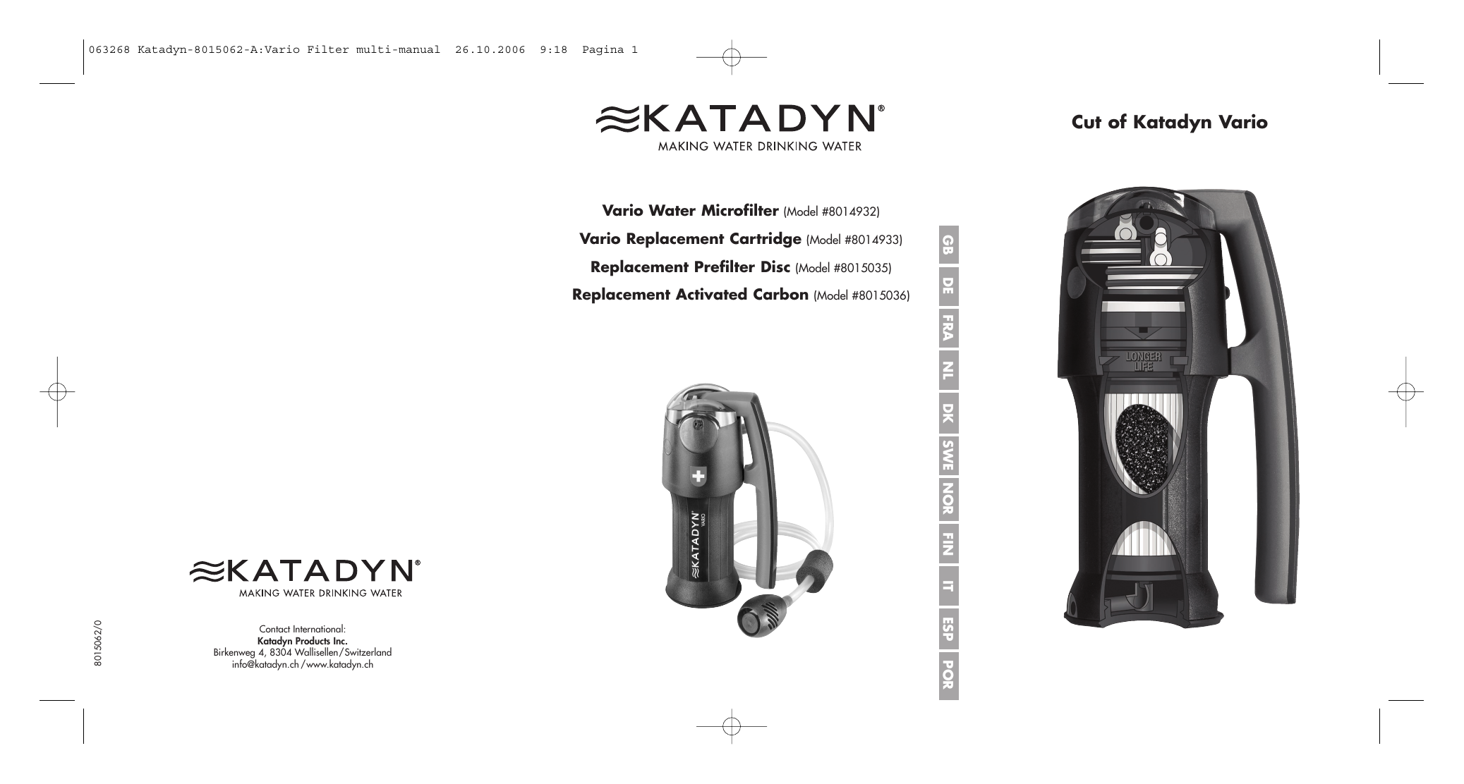 Katadyn 8018280 Hiker Pro, 8014932 Owner's manual Manualzz