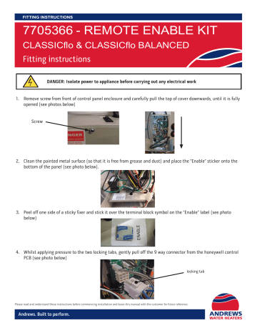 Andrews Enable kit CLASSICflo BALANCED Fitting Instructions | Manualzz