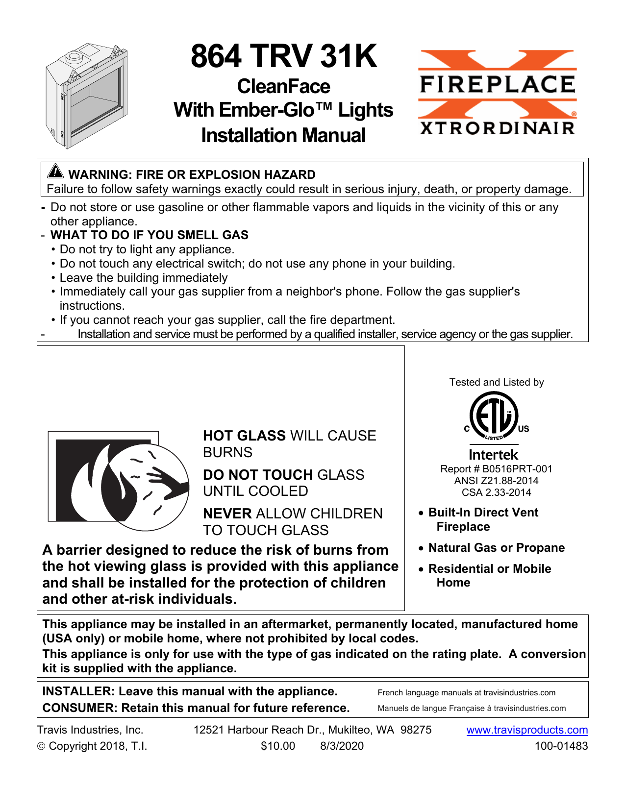 Fireplace Xtrordinair 864 CleanFace TRV GSR2 31K Fireplace 2018
