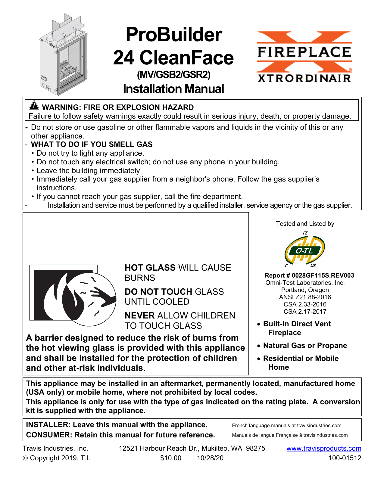 Fireplace Xtrordinair ProBuilder 24 CleanFace Deluxe Fireplace 2019 Installation Manual Manualzz