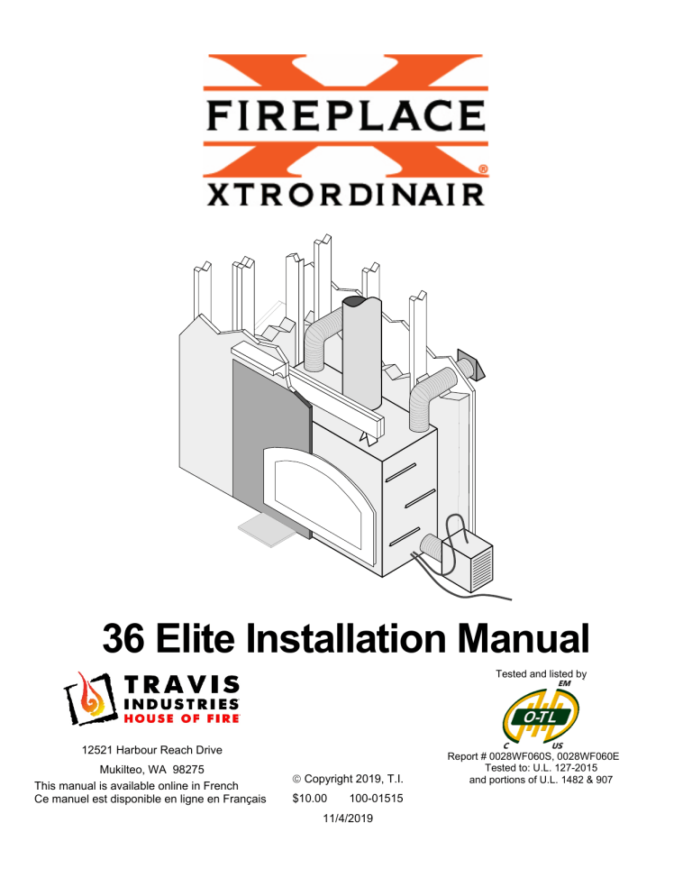 Fireplace Xtrordinair 36 Elite ZC Installation guide Manualzz