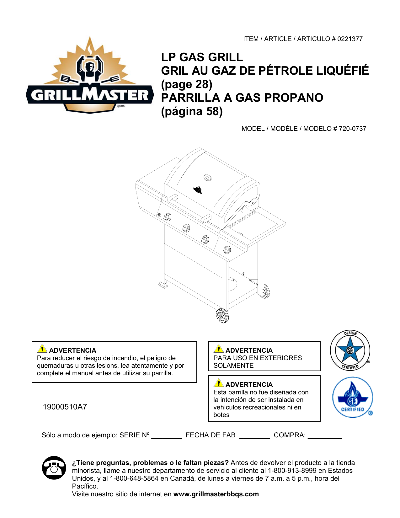 GrillMaster™ 7200737 grill El manual del propietario Manualzz