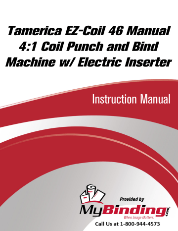MyBinding Tamerica EZ-Coil 46 4:1 Coil Punch and Bind Machine User Manual | Manualzz