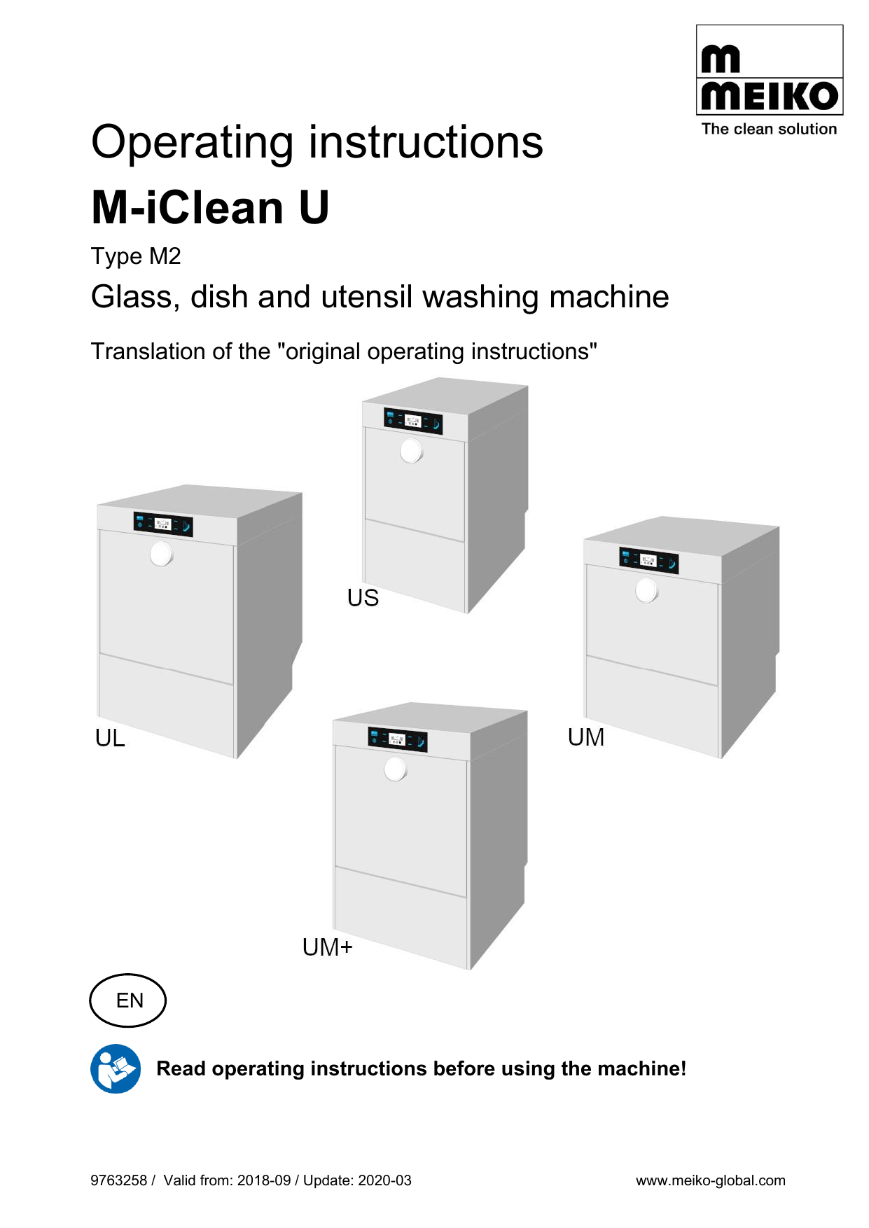 Meiko M Iclean U M2 Operating Instructions Manualzz