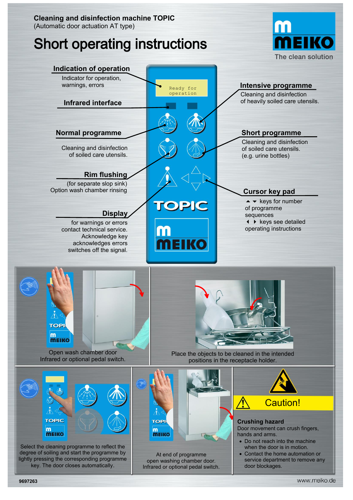 Meiko TOPIC AT Brief Operating Instructions | Manualzz