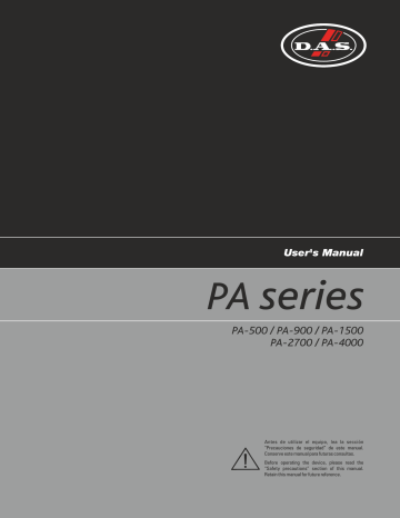 DAS PA-900 Amplifier User Manual | Manualzz