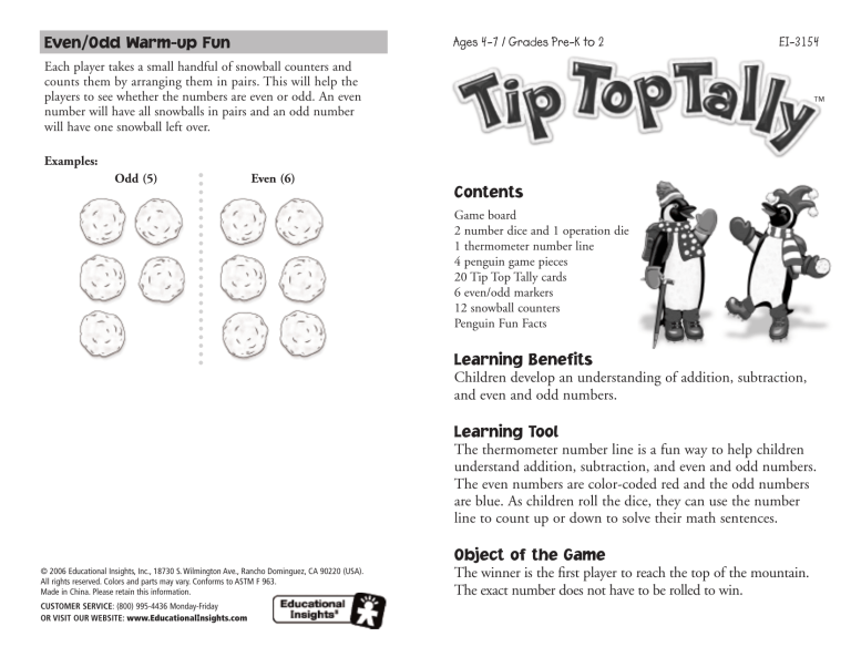 Educational Insights Tip Top Tally User manual | Manualzz