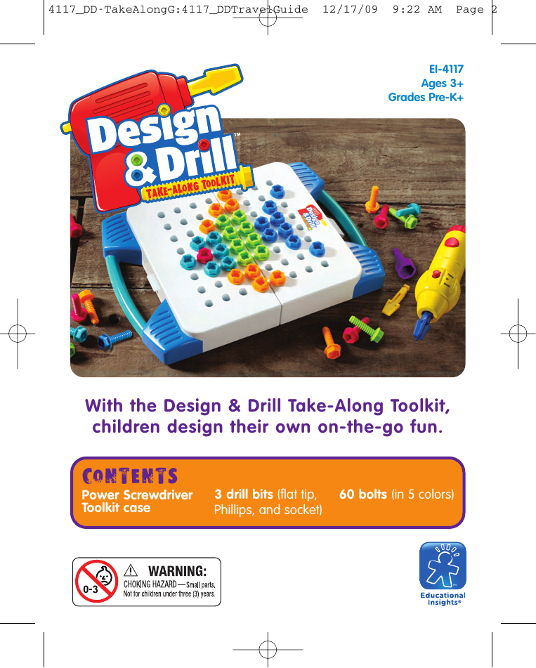 Free Shipping Educational Insights Design and Drill Take-Along Toolkit New 