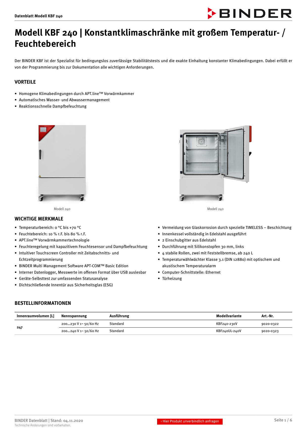 Binder KBF 240 Datasheet Manualzz