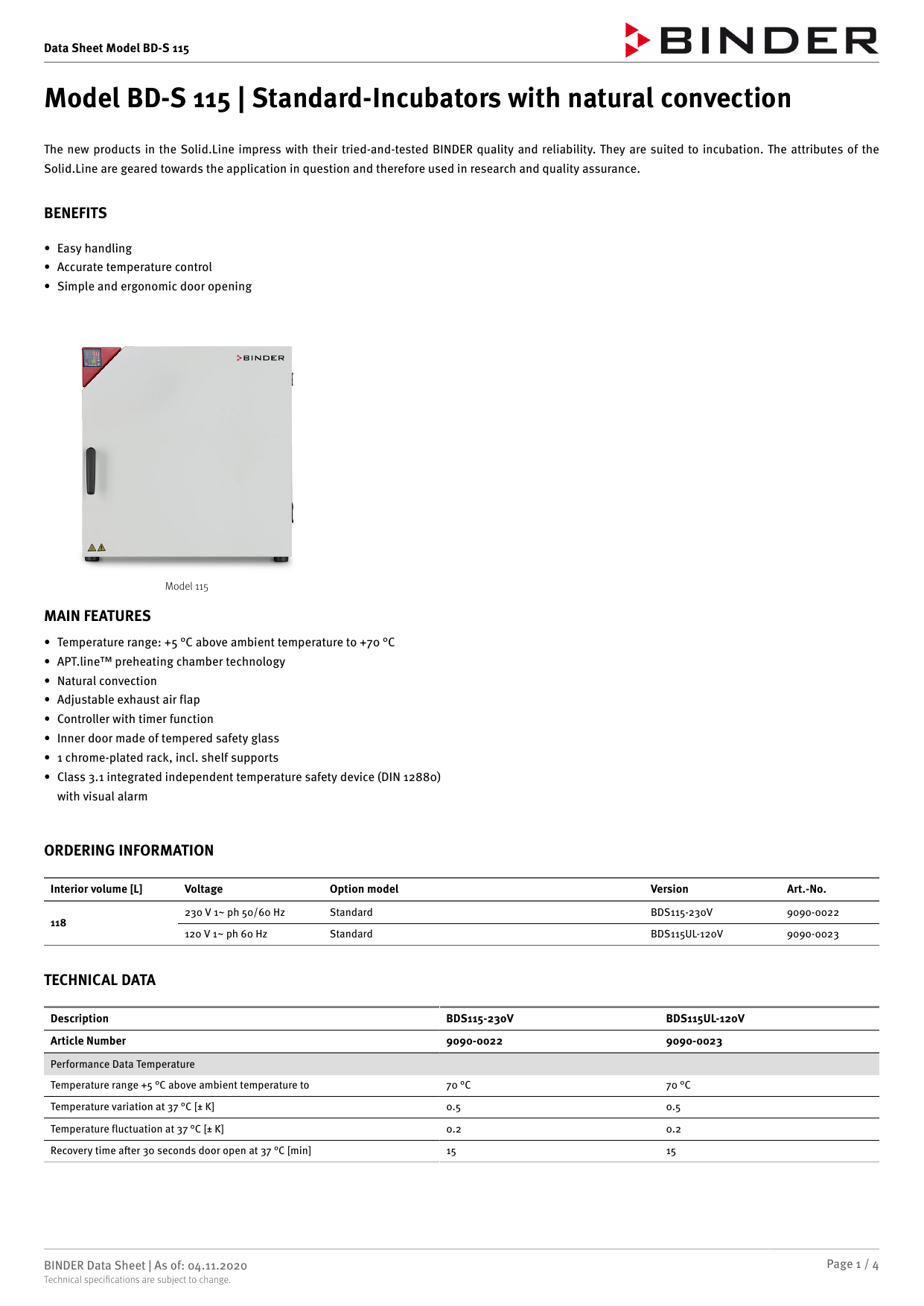 Binder BDS 115 Datasheet Manualzz