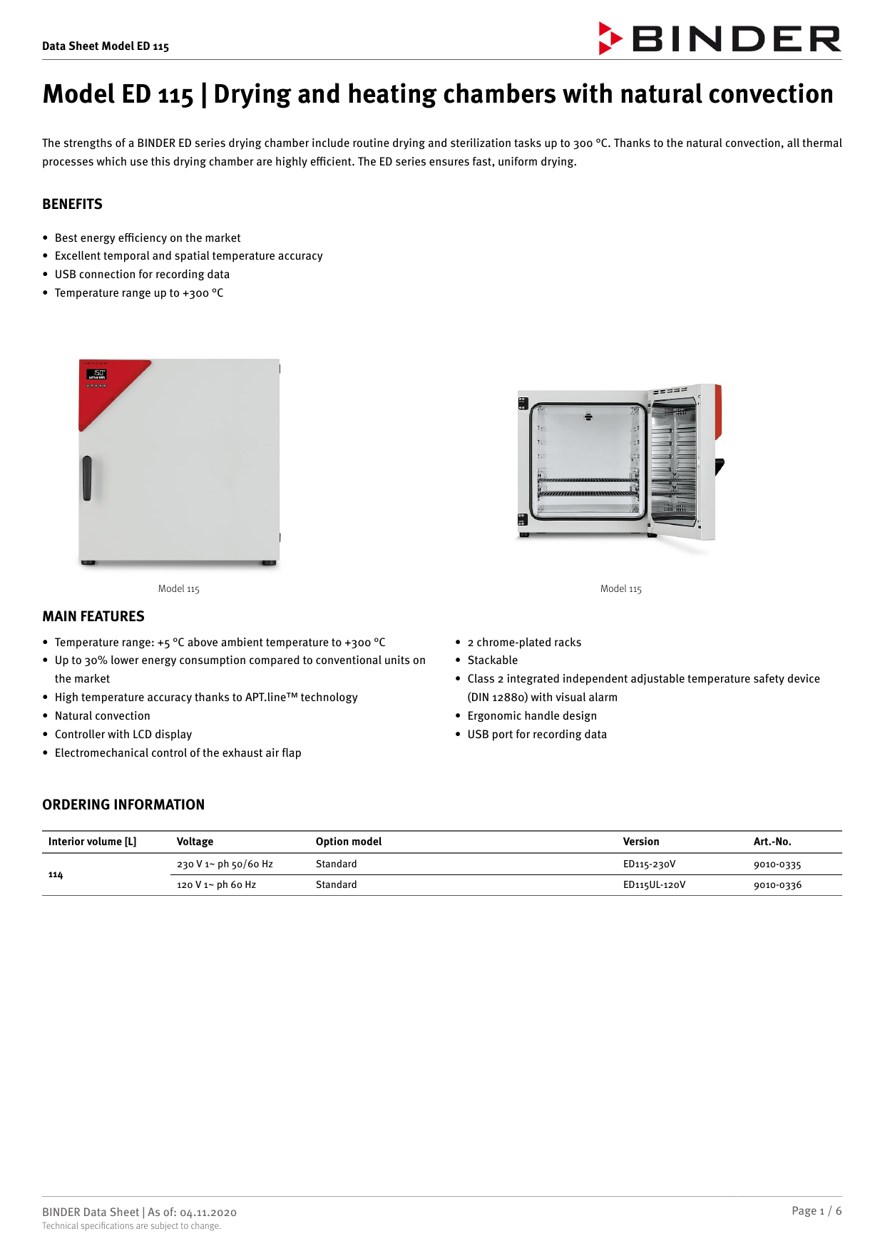 Binder ED 115 Datasheet Manualzz
