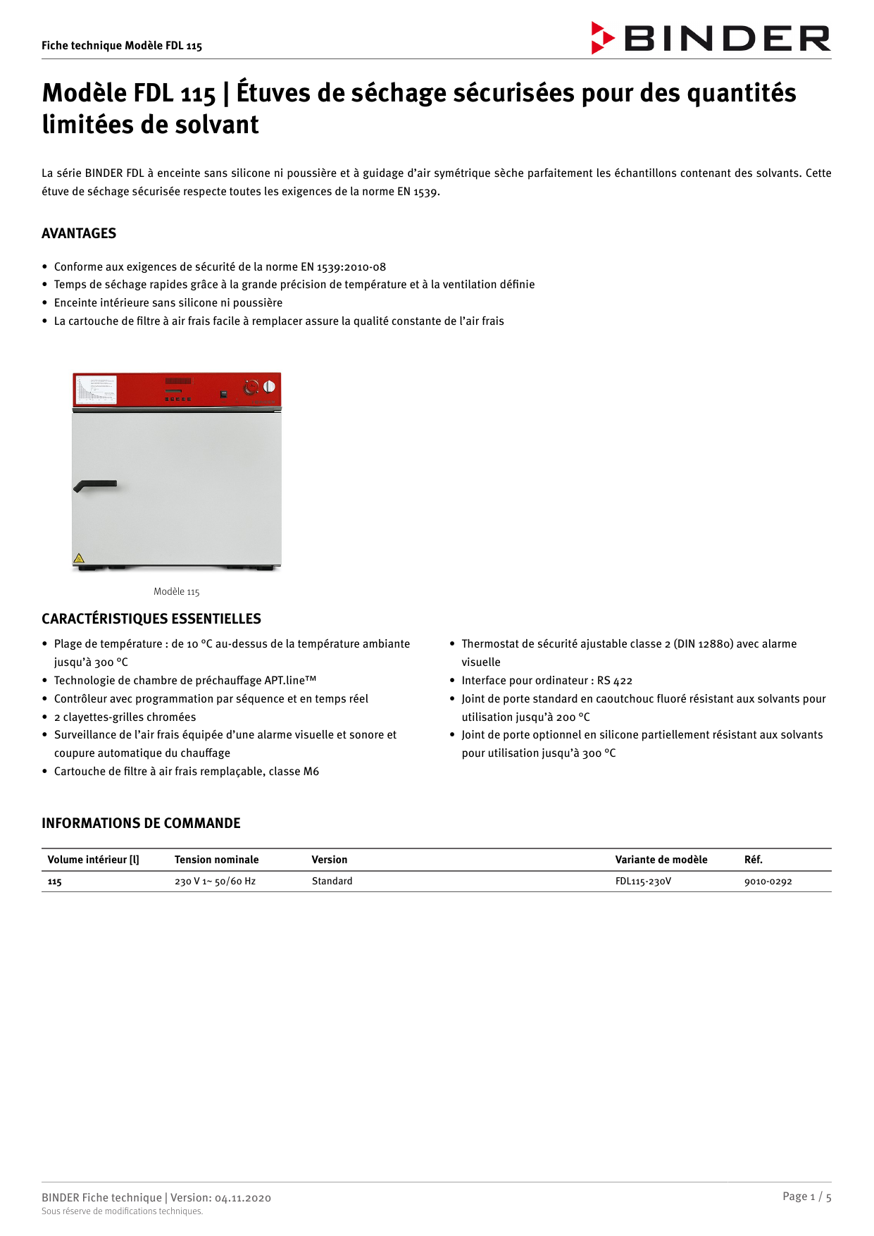 Binder FDL 115 Datasheet Manualzz